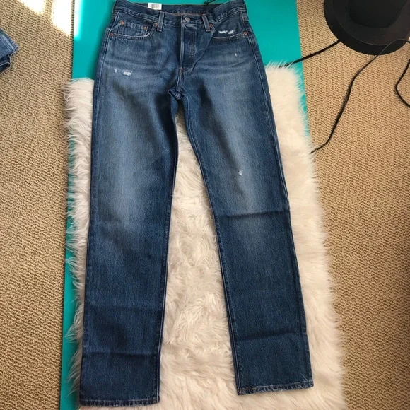 NWT Levi’s 501 Jeans 29 32 Mom Jean Straight Leg dark wash summer spring cute - Picture 10 of 11